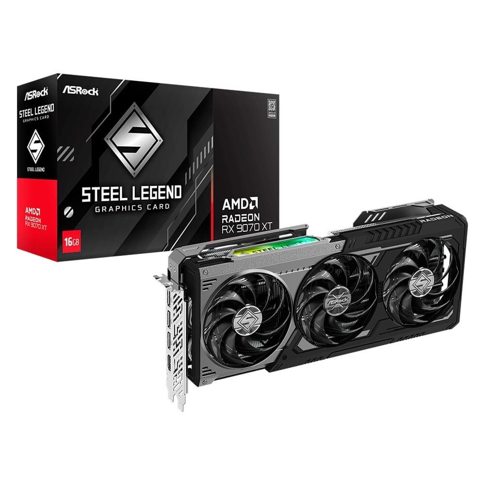 Placa de Vídeo ASRock RX 9070 XT SLD 16G AMD Radeon, ARGB, 16GB, GDDR6, FidelityFX, RDNA 4 - 90-GA5VZZ-00UANF