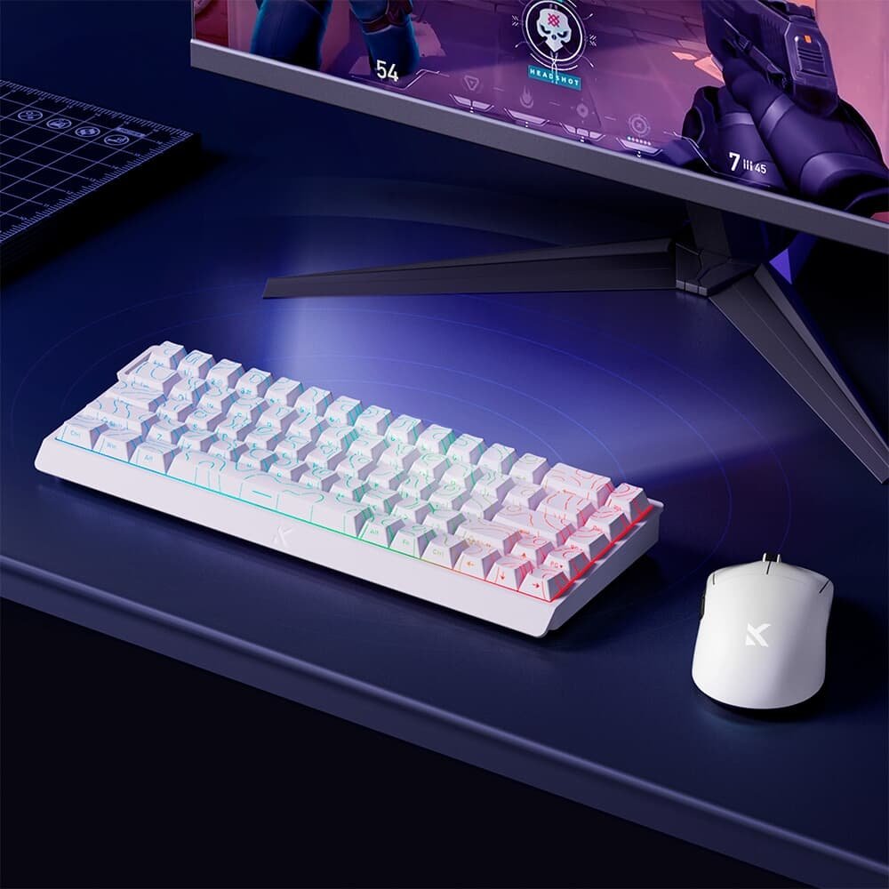 Teclado Magnético Gamer MCHOSE Ace 68 Hall Effect, RGB, Switch Magnético Uranus eSports, Topográfico, Branco - MC-Ace68-16