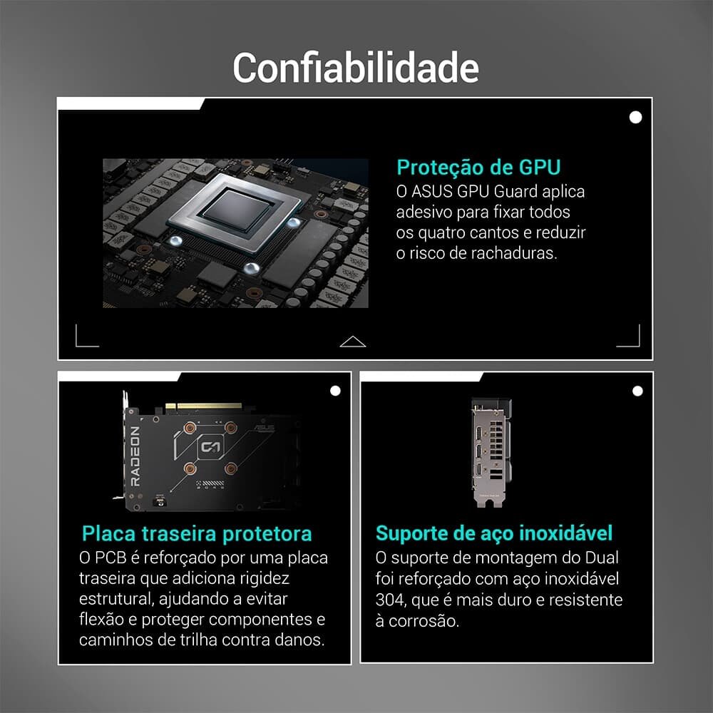 Placa de Vídeo ASUS DUAL RX 9060 XT 8G AMD Radeon, 8GB GDDR6, 128bits, OpenGL 4.6 - 90YV0MI1-M0NA00 Placa de Vídeo ASUS DUAL RX 9060 XT 8G AMD Radeon, 8GB GDDR6, 128bits, OpenGL 4.6 - 90YV0MI1-M0NA00