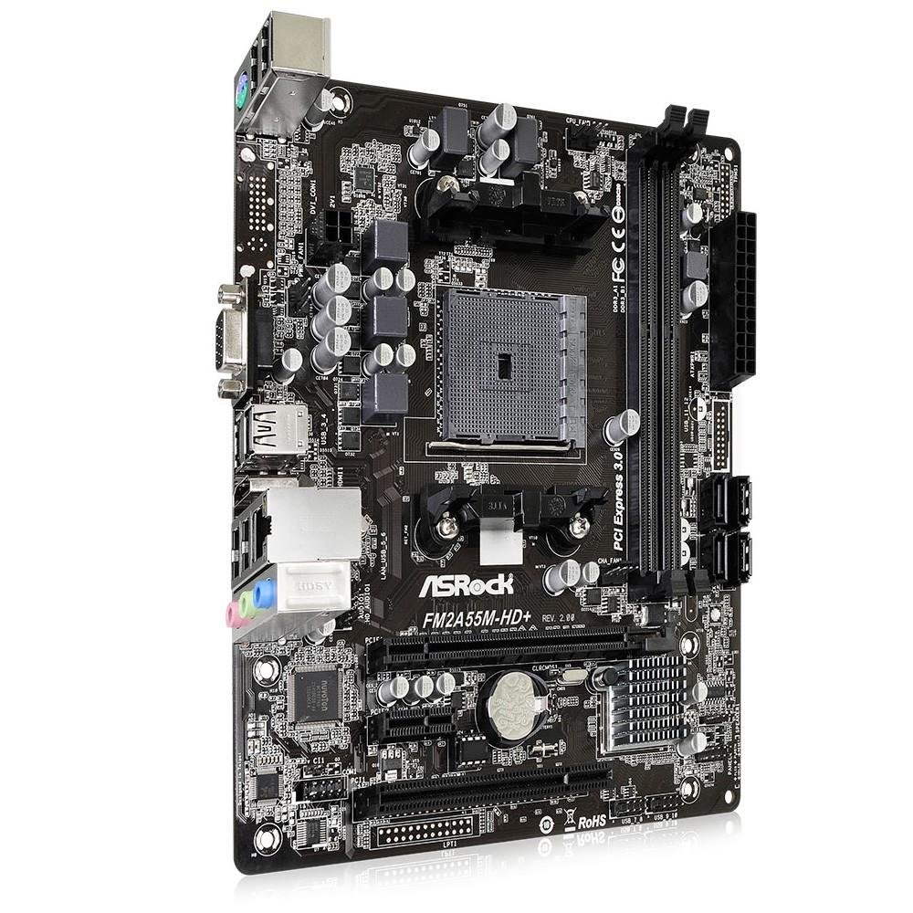 Placa-Mãe ASRock p/ AMD FM2+ mATX FM2A55M-HD+ R2.0 DDR3 Placa-Mãe ASRock p/ AMD FM2+ mATX FM2A55M-HD+ R2.0 DDR3