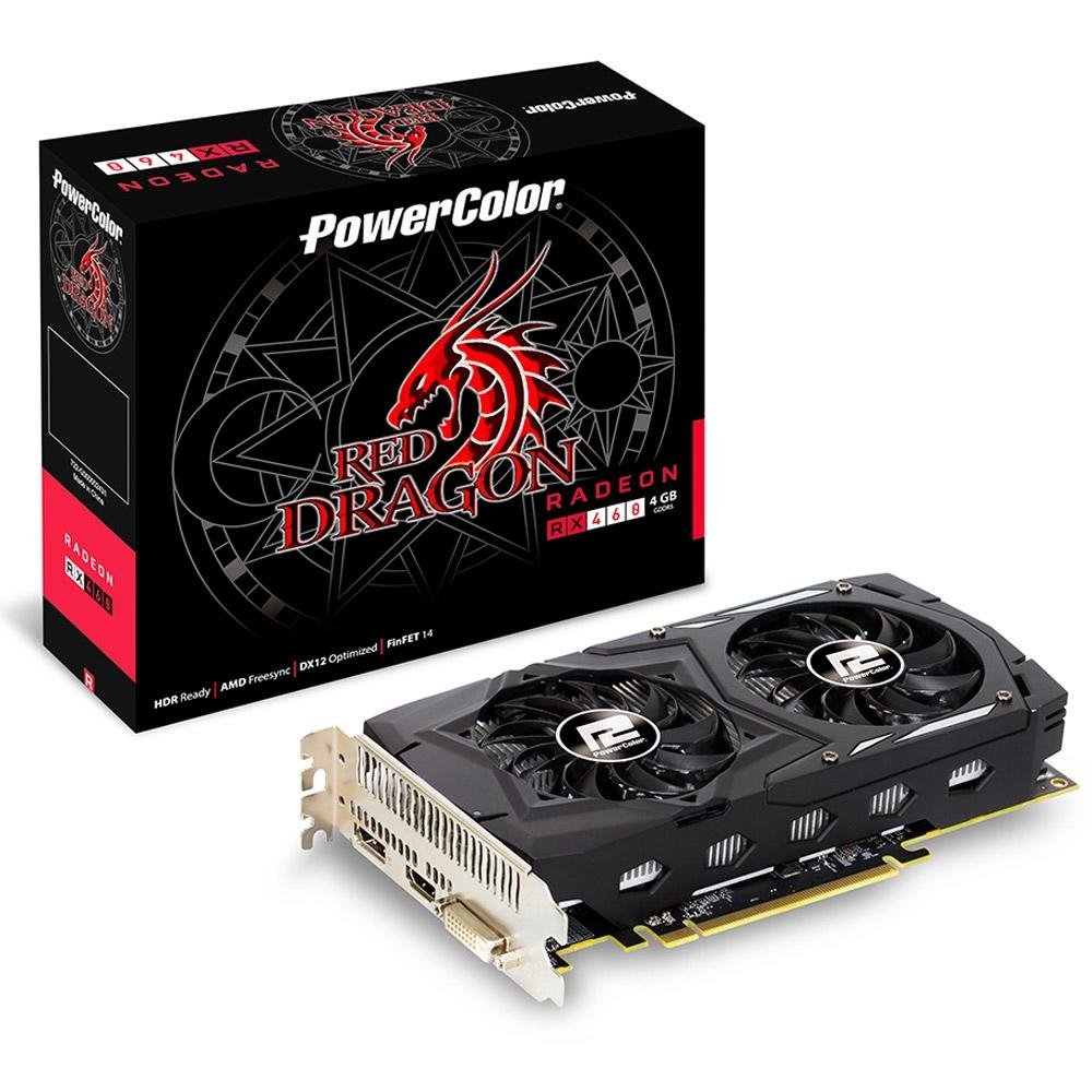 Placa de Vídeo VGA PowerColor AMD Radeon RX 460 Red Dragon 4GB GDDR5 AXRX 460 4GBD5-DHV2/OC Placa de Vídeo VGA PowerColor AMD Radeon RX 460 Red Dragon 4GB GDDR5 AXRX 460 4GBD5-DHV2/OC