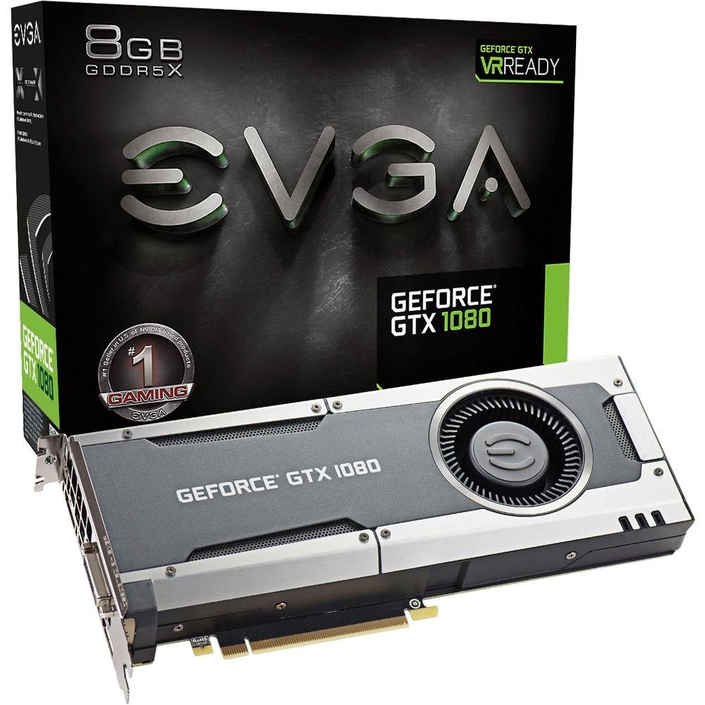Placa de Vídeo VGA NVIDIA EVGA GEFORCE GTX 1080 8GB GDDR5 X 256Bits - 08G-P4-5180-KR Placa de Vídeo VGA NVIDIA EVGA GEFORCE GTX 1080 8GB GDDR5 X 256Bits - 08G-P4-5180-KR