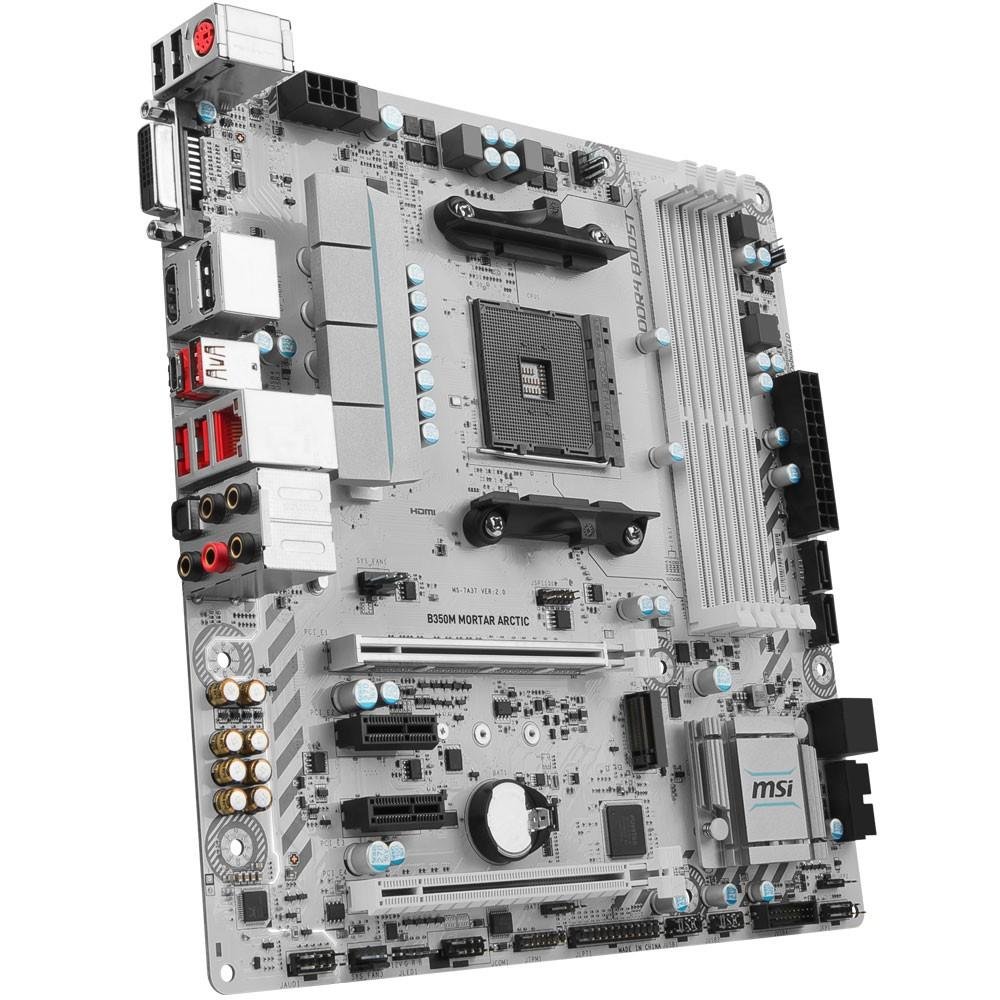 Placa-Mãe MSI p/ AMD AM4 mATX B350M MORTAR ARCTIC DDR4