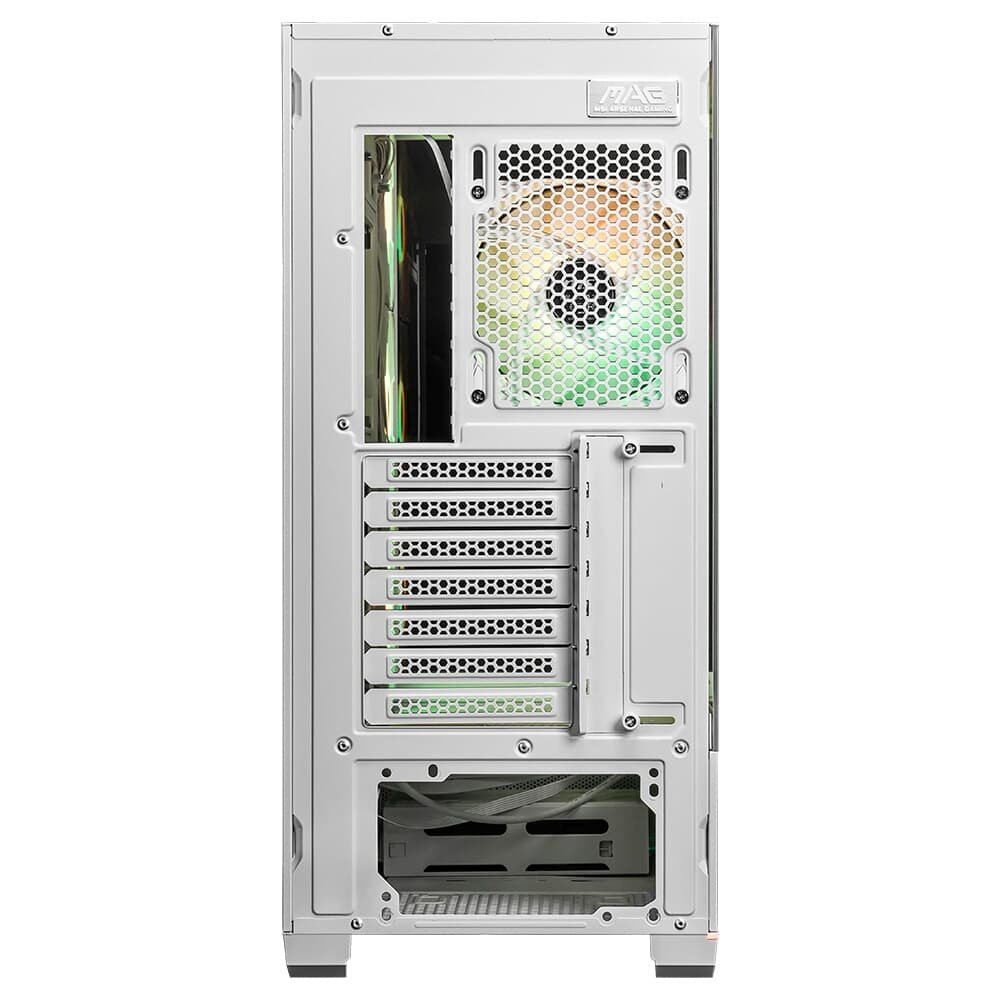 Gabinete Gamer MSI MAG Pano 110R PZ White, Mid Tower, Lateral em Vidro, 4x FANs ARGB, M-ATX, Branco - PANO110RPZWHT