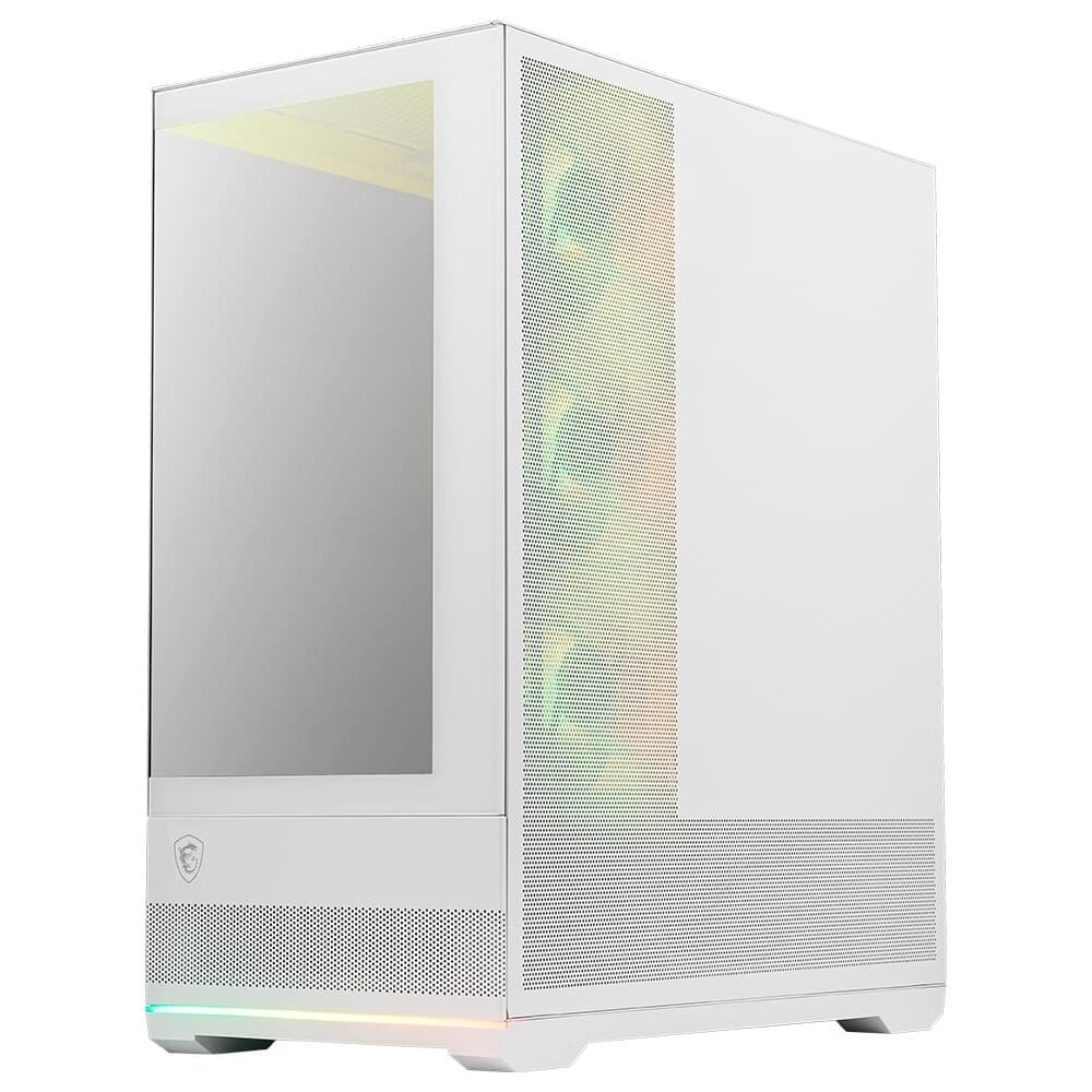Gabinete Gamer MSI MAG Pano 110R PZ White, Mid Tower, Lateral em Vidro, 4x FANs ARGB, M-ATX, Branco - PANO110RPZWHT