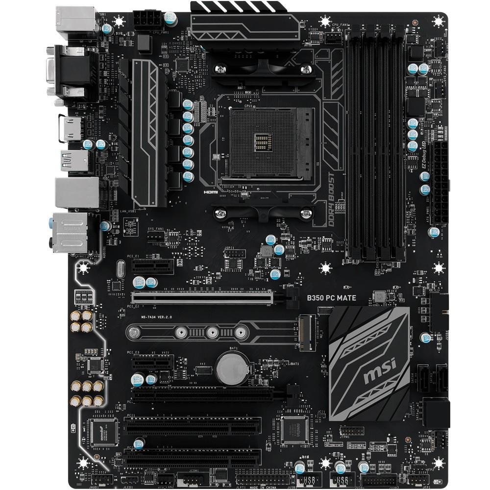 Placa-Mãe MSI p/ AMD AM4 ATX B350 PC MATE DDR4 Placa-Mãe MSI p/ AMD AM4 ATX B350 PC MATE DDR4
