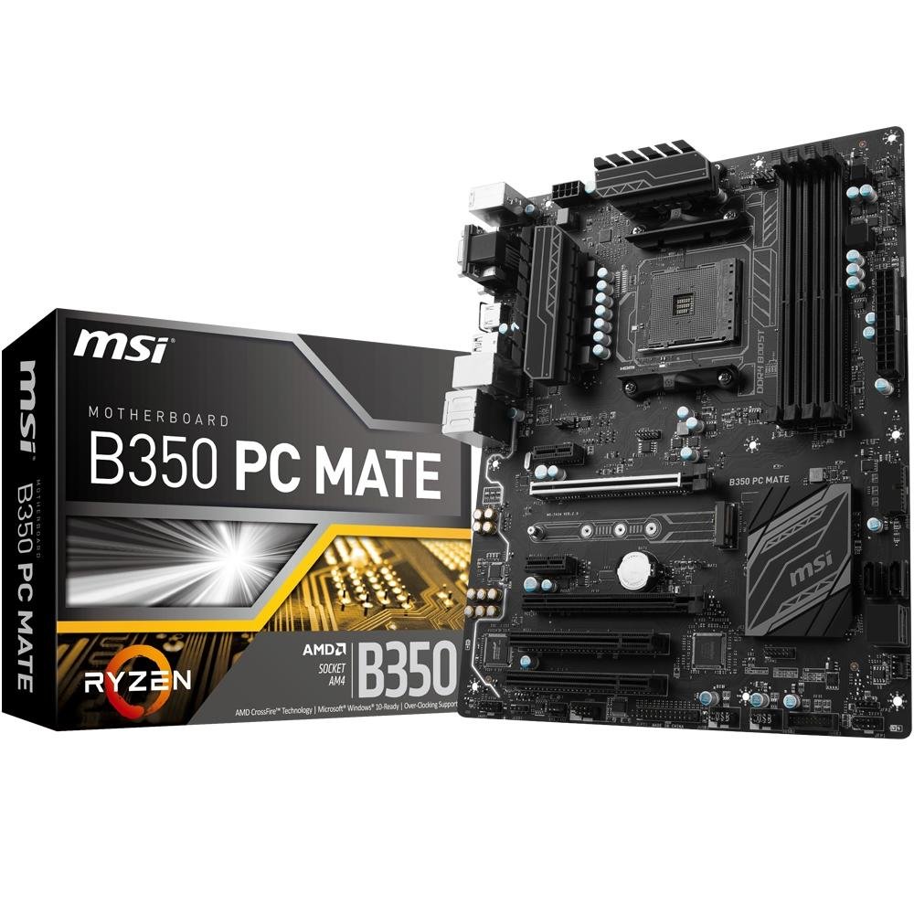 Placa-Mãe MSI p/ AMD AM4 ATX B350 PC MATE DDR4 Placa-Mãe MSI p/ AMD AM4 ATX B350 PC MATE DDR4