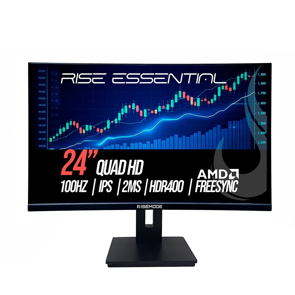 Monitor Gamer Rise Mode Essential 24", QHD, 100Hz, 2ms, IPS, FreeSync, HDR 400, HDMI e DP, Altura Ajustável, Preto - RM-MOGL-24F1002K-B