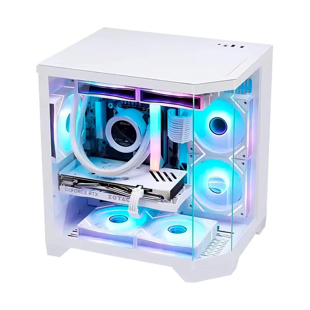 Gabinete Liketec Ilusion Snow, Mid Tower, Frontal e Lateral em Vidro, Sem FANs, Branco - LC-CB2X3-ILUSIONW