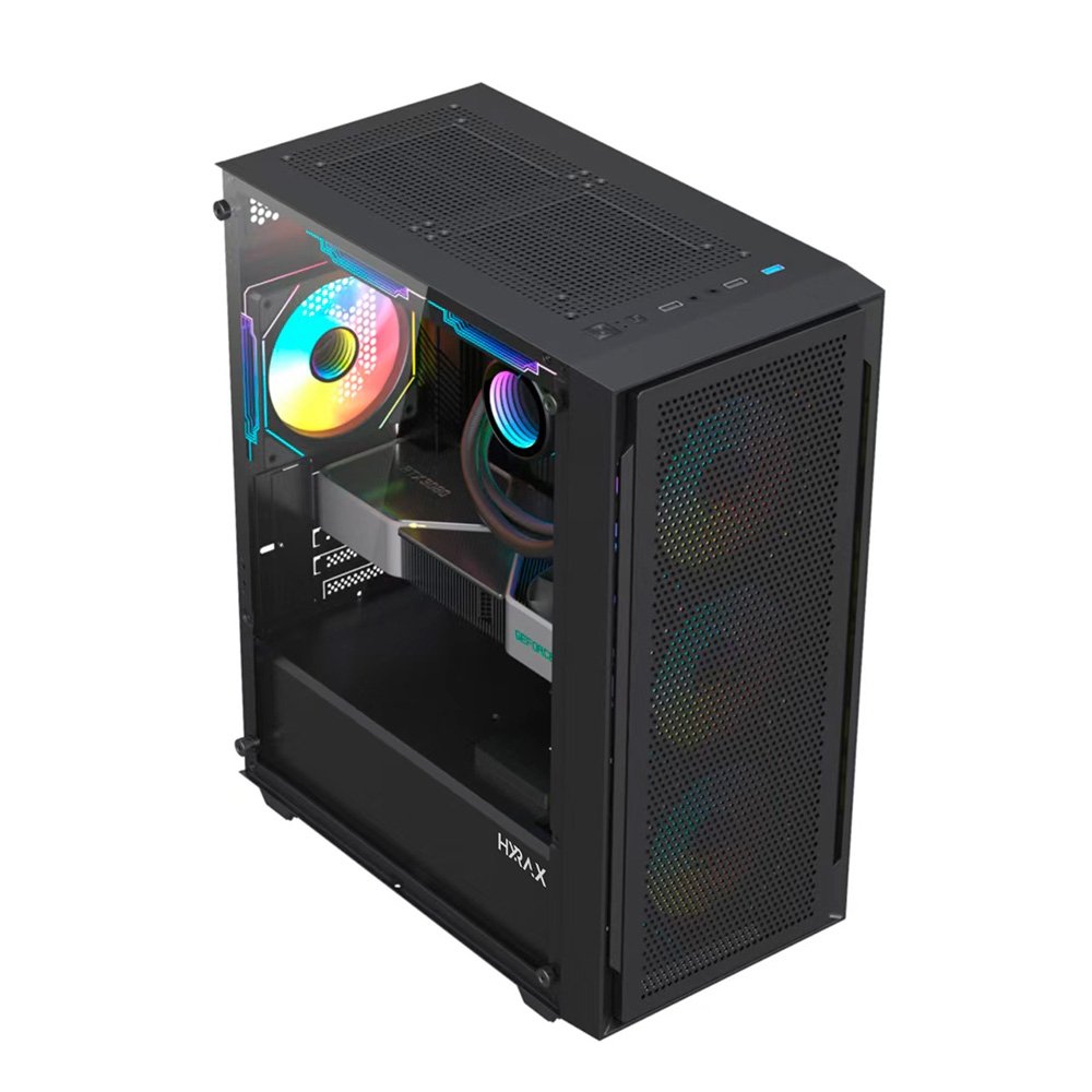 Gabinete Gamer Hyrax Tower HGB240, Mini Tower, M-ATX, Com 3 Ventoinhas RGB, Lateral Em Vidro Temperado, Preto - HGB240B-RGB