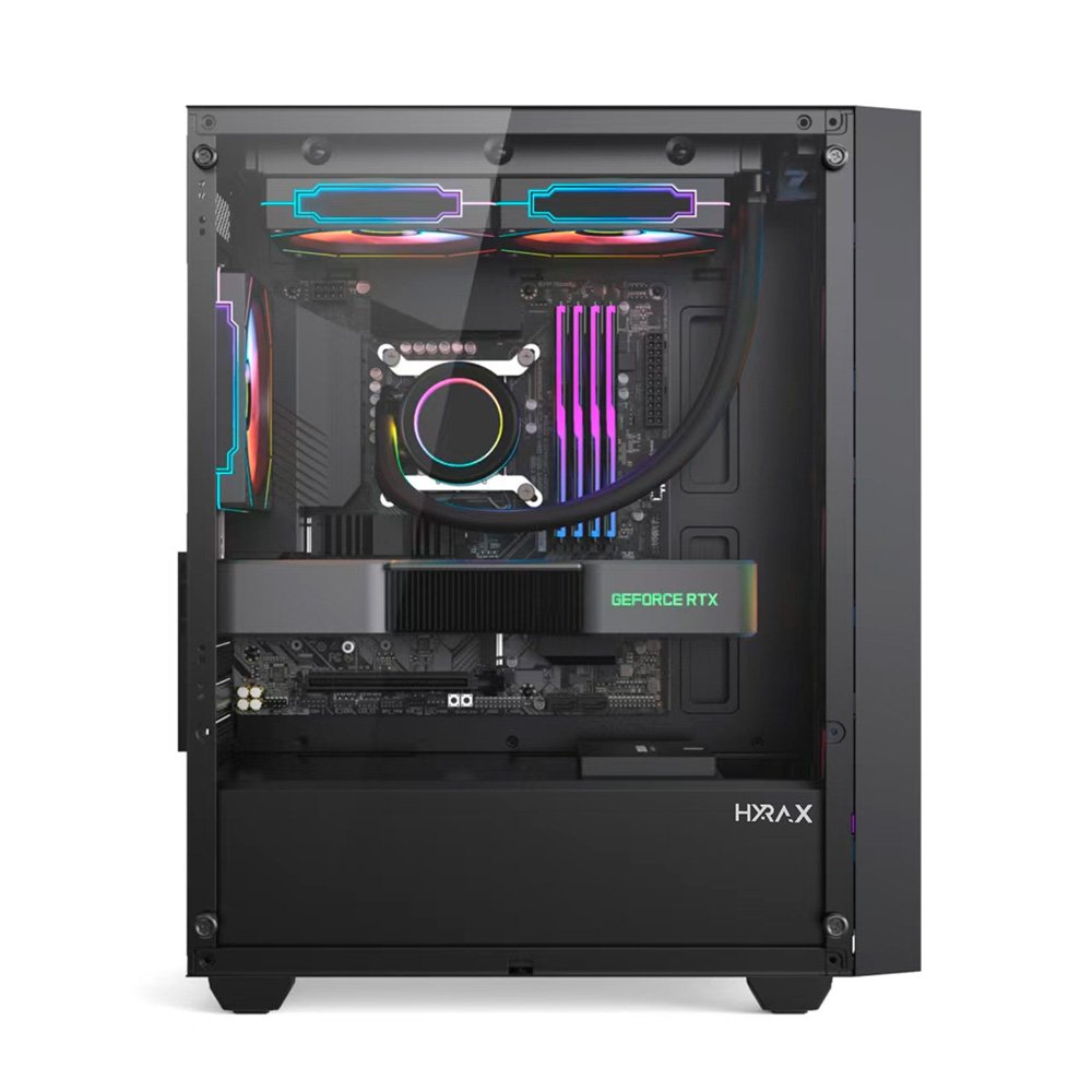Gabinete Gamer Hyrax Tower HGB240, Mini Tower, M-ATX, Com 3 Ventoinhas RGB, Lateral Em Vidro Temperado, Preto - HGB240B-RGB