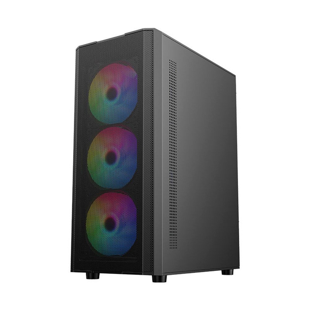 Gabinete Gamer Liketec Hurricane, Mid Tower, ATX, Frontal Mesh, Lateral em Vidro Temperado, 3x Fan, Preto- LC-AT-HURRICANE-3FR