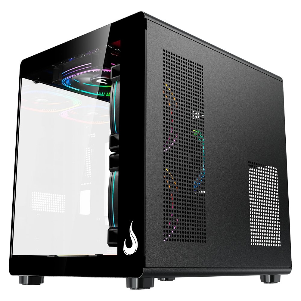 Gabinete Gamer Rise Mode Galaxy Glass X Mini, M-ATX, Lateral e Frontal em Vidro Temperado, Preto - RM-GA-GGXN-FB