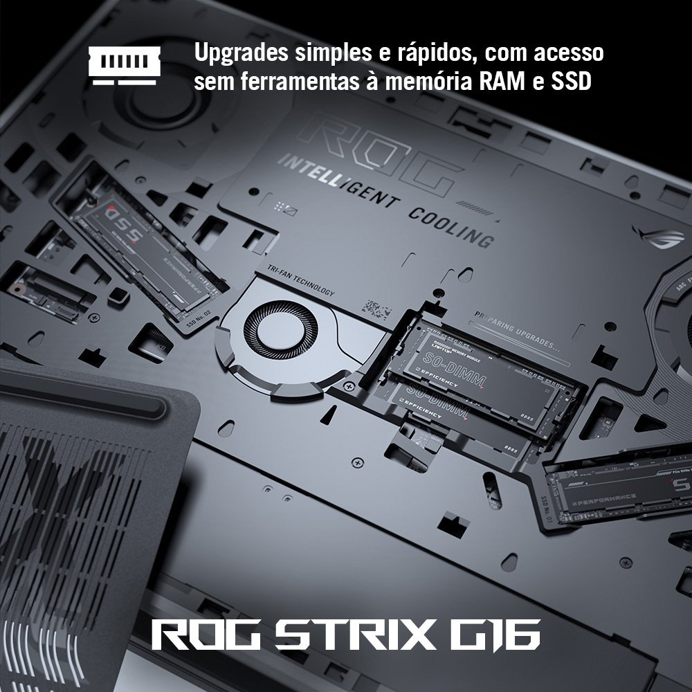 Notebook Gamer ASUS ROG Strix G16, Intel Core i9 14900HX, RTX5060, 16GB, 512 SSD, W11 Home, 16" FHD 240Hz, Cinza Eclipse - G615JMR-S5001W