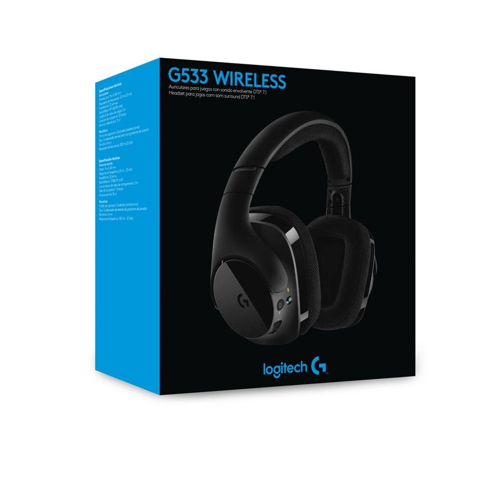 Headset Gamer Sem Fio Logitech G533 7.1 Dolby Surround com Drivers de Áudio Pro-G e Bateria Recarregável - 981-000633 Headset Gamer Sem Fio Logitech G533 7.1 Dolby Surround com Drivers de Áudio Pro-G e Bateria Recarregável - 981-000633