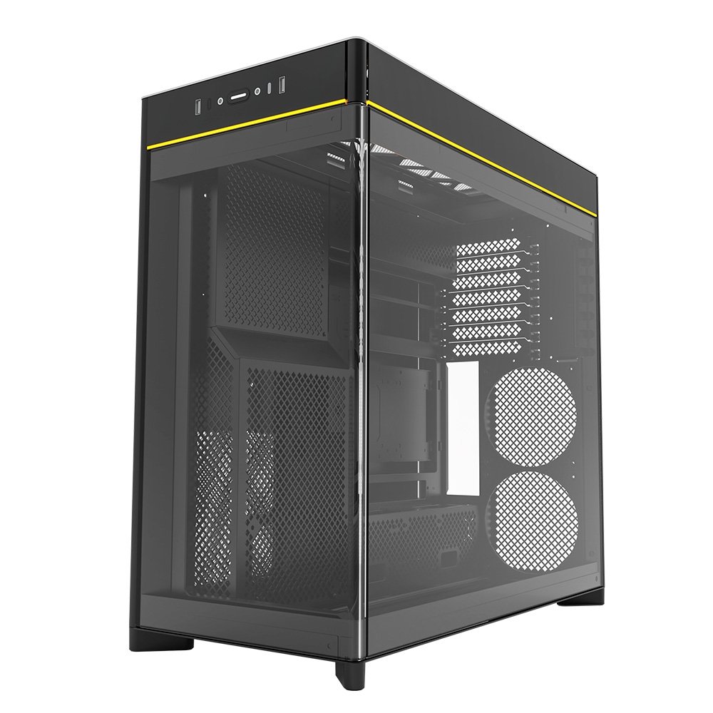 Gabinete Gamer Montech HS02, Mid-Tower, ATX, Vidro Temperado, Sem FANs, Preto - HS02BK Gabinete Gamer Montech HS02, Mid-Tower, ATX, Vidro Temperado, Sem FANs, Preto - HS02BK