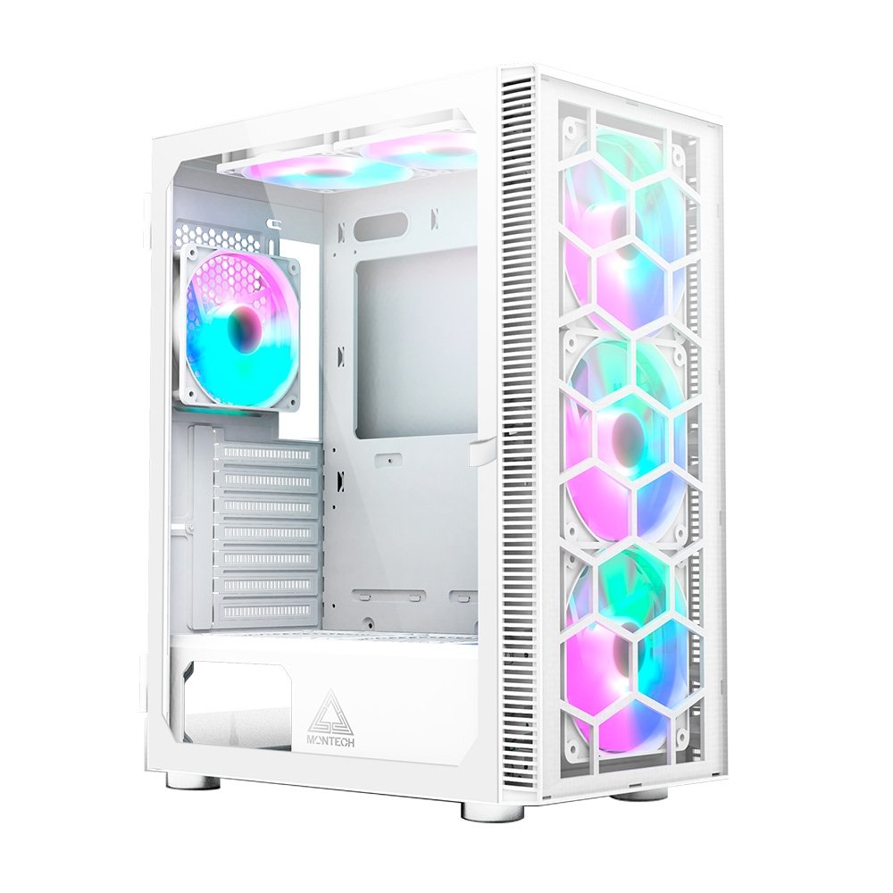 Gabinete Gamer Montech X3 Glass, Mid-Tower, ATX, Painel Frontal em Vidro, Com 6X Fans, Branco - X3GlASSWH Gabinete Gamer Montech X3 Glass, Mid-Tower, ATX, Painel Frontal em Vidro, Com 6X Fans, Branco - X3GlASSWH