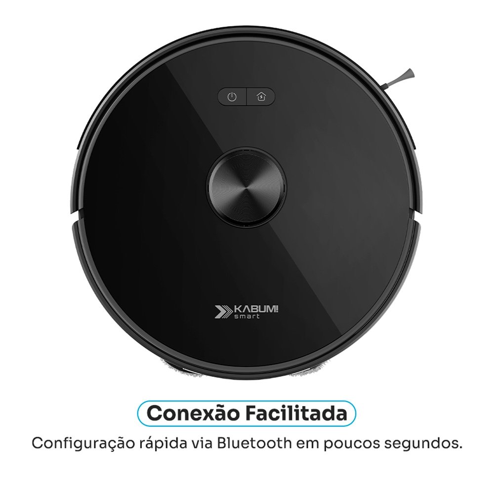 Robô Aspirador de Pó e Passa Pano KABUM! smart K1000, Mapeamento, MOP rotativo, até 7000PA, APP, Alexa/Google, Bivolt, Preto - KSAR1000PT
