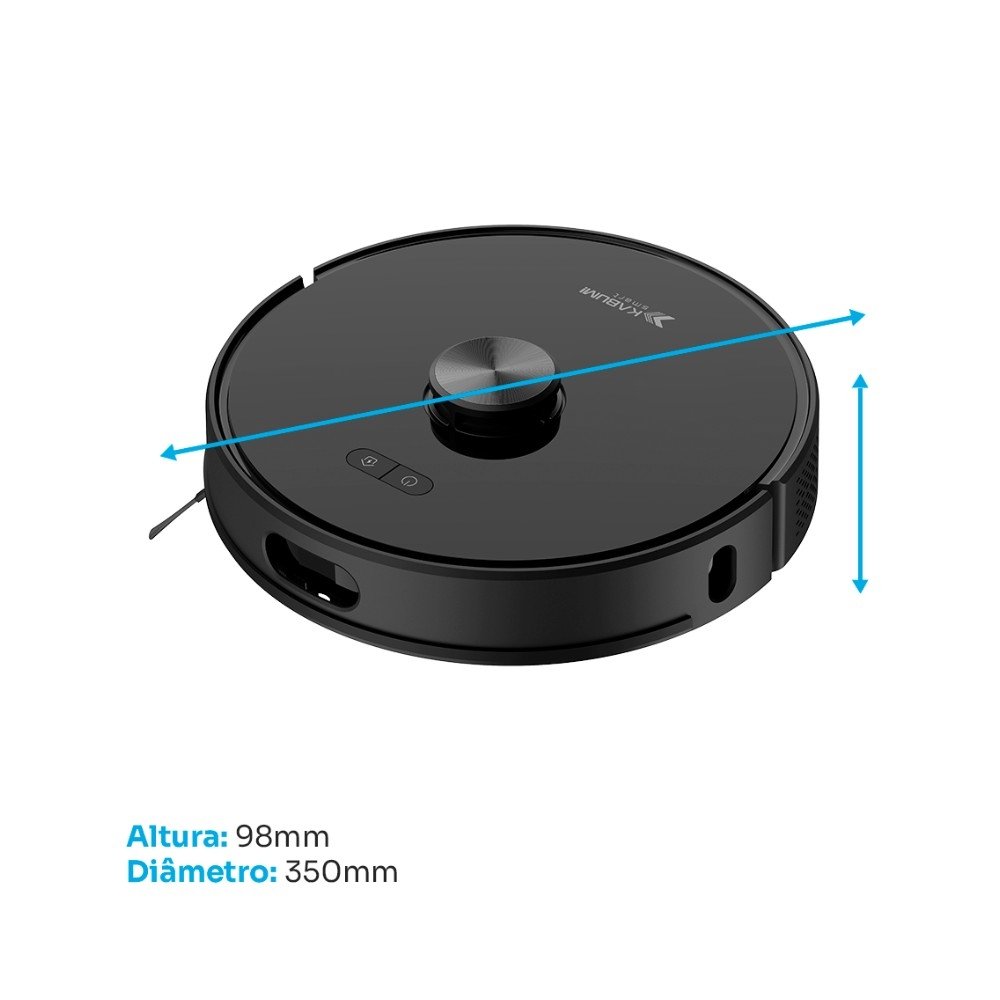 Robô Aspirador de Pó e Passa Pano KABUM! smart K1000, Mapeamento, MOP rotativo, até 7000PA, APP, Alexa/Google, Bivolt, Preto - KSAR1000PT