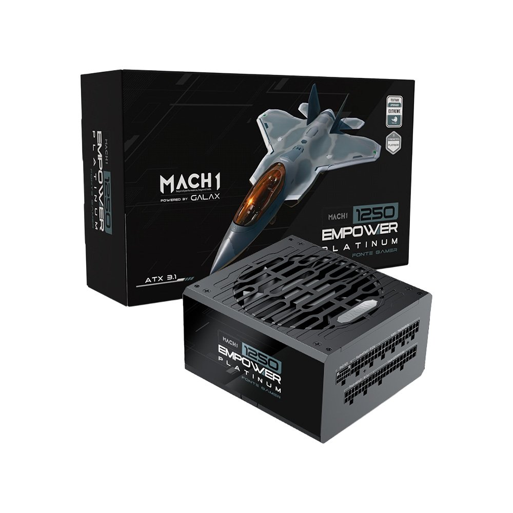 Fonte MACH1 EMPOWER, 1250W, 80 Plus Platinum, Modular, PFC Ativo, Preto - 1250EMPOWER