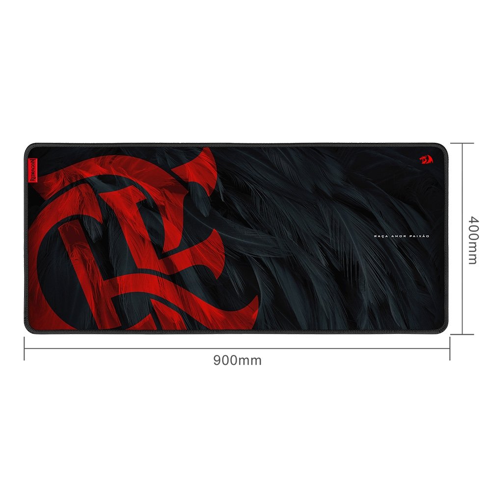 Mousepad Gamer Redragon Flamengo Mantle, 400x900x4mm, Preto e Vemelho - Fl032