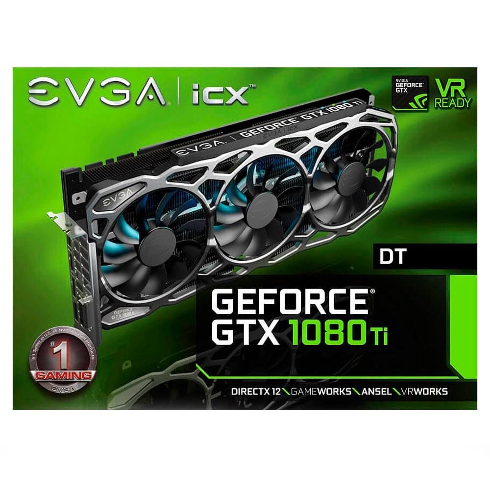 Placa de Vídeo VGA NVIDIA EVGA GEFORCE GTX 1080 Ti 11GB FTW3 DT ICXPC GDDR5X - 11G-P4-6694-KR Placa de Vídeo VGA NVIDIA EVGA GEFORCE GTX 1080 Ti 11GB FTW3 DT ICXPC GDDR5X - 11G-P4-6694-KR