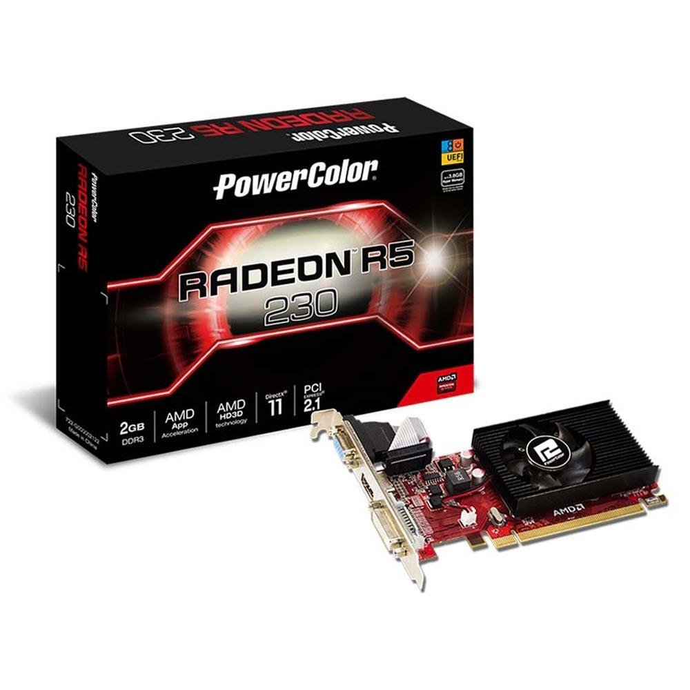 Placa de Vídeo VGA Power Color AMD Radeon R5 230 2GB DDR3 64Bits AXR5 230 2GBK3-LHE Placa de Vídeo VGA Power Color AMD Radeon R5 230 2GB DDR3 64Bits AXR5 230 2GBK3-LHE