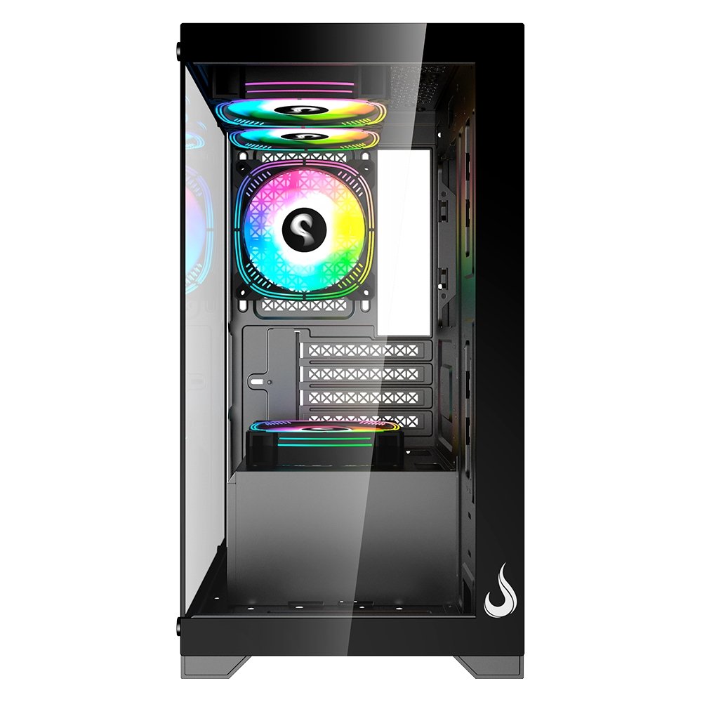 Gabinete Gamer Rise Mode Crystal Glass 01, Mid Tower, Lateral e Frontal em vidro, Preto - RM-CA-CY-01-FB Gabinete Gamer Rise Mode Crystal Glass 01, Mid Tower, Lateral e Frontal em vidro, Preto - RM-CA-CY-01-FB