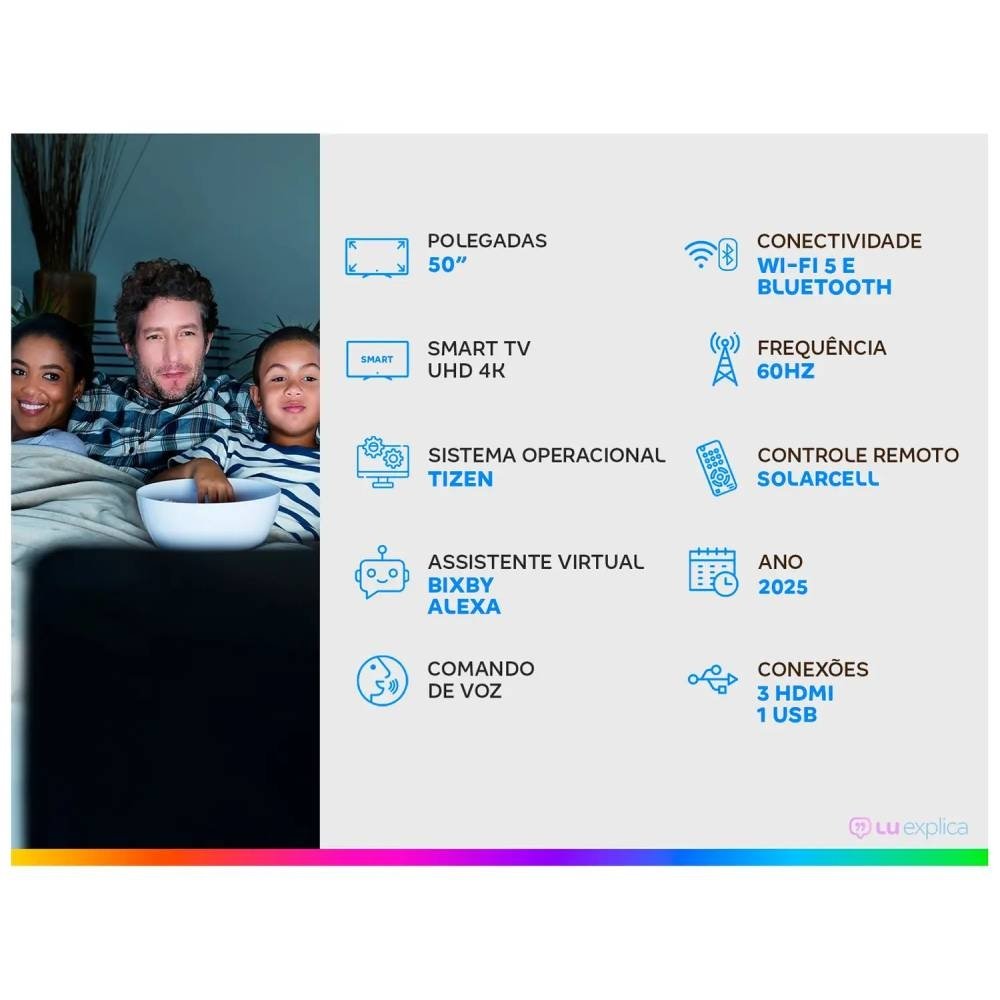 Smart TV 50" Samsung UHD 4K Crystal UHD U8600F UN50U8600FGXZD Tizen Crystal 4K Bixby e Alexa 3 HDMI Smart TV 50" Samsung UHD 4K Crystal UHD U8600F UN50U8600FGXZD Tizen Crystal 4K Bixby e Alexa 3 HDMI
