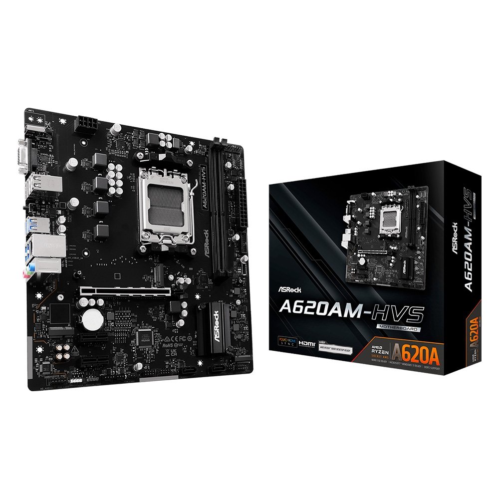 ASRock A620AM-HVS マザーボード AM5 Placa Mãe ASRock A620A-M.2 AM5 DDR5 | KaBuM!