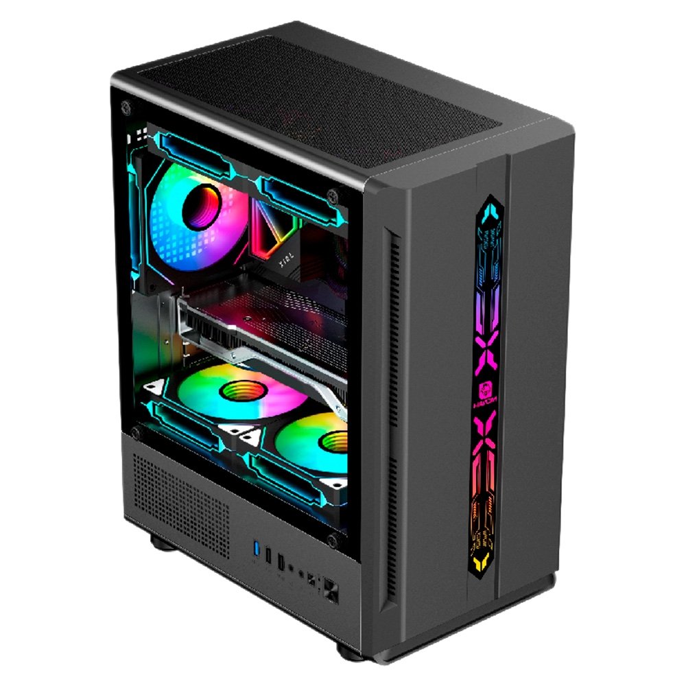 Gabinete Gamer HAYOM GB1726, Mid Tower, Lateral em Vidro, Preto - GB.17.10.26