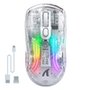 Mouse Gamer sem Fio Attack Shark X2 Transparente, Tri-Mode, RGB, 2400 DPI, Sensor PixArt 3212- Branco