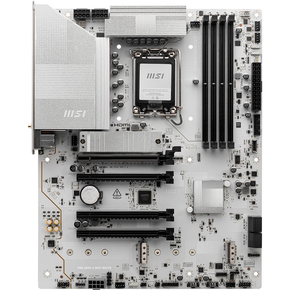 Placa-Mãe MSI PRO Z890-S WIFI, Intel, LGA 1851, ATX, DDR5, Wi-Fi, Branca - Z890SWHITEWIFI Placa-Mãe MSI PRO Z890-S WIFI, Intel, LGA 1851, ATX, DDR5, Wi-Fi, Branca - Z890SWHITEWIFI