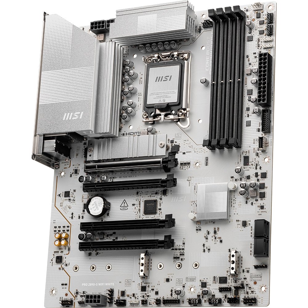 Placa-Mãe MSI PRO Z890-S WIFI, Intel, LGA 1851, ATX, DDR5, Wi-Fi, Branca - Z890SWHITEWIFI Placa-Mãe MSI PRO Z890-S WIFI, Intel, LGA 1851, ATX, DDR5, Wi-Fi, Branca - Z890SWHITEWIFI