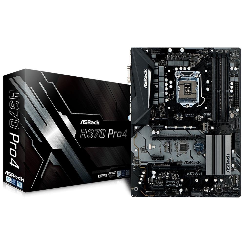Core i7-8700 + ASRock H370 Pro4 I/Oパネル付 Placa Mãe ASRock H370 Pro4, Intel LGA 1151, ATX, DDR4 | KaBuM!