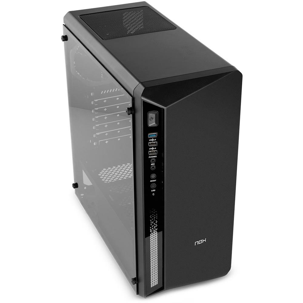 Gabinete NOX Infinity Atom, Mid Tower, Lateral em Vidro Temperado, 1 FAN RGB, USB 3.0, Preto - NXINFINTYATOM Gabinete NOX Infinity Atom, Mid Tower, Lateral em Vidro Temperado, 1 FAN RGB, USB 3.0, Preto - NXINFINTYATOM