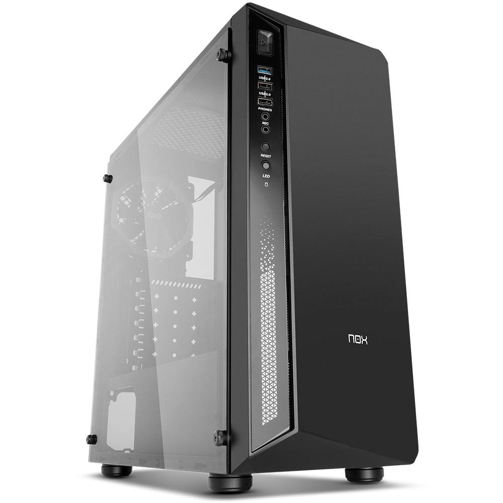 Gabinete NOX Infinity Atom, Mid Tower, Lateral em Vidro Temperado, 1 FAN RGB, USB 3.0, Preto - NXINFINTYATOM Gabinete NOX Infinity Atom, Mid Tower, Lateral em Vidro Temperado, 1 FAN RGB, USB 3.0, Preto - NXINFINTYATOM