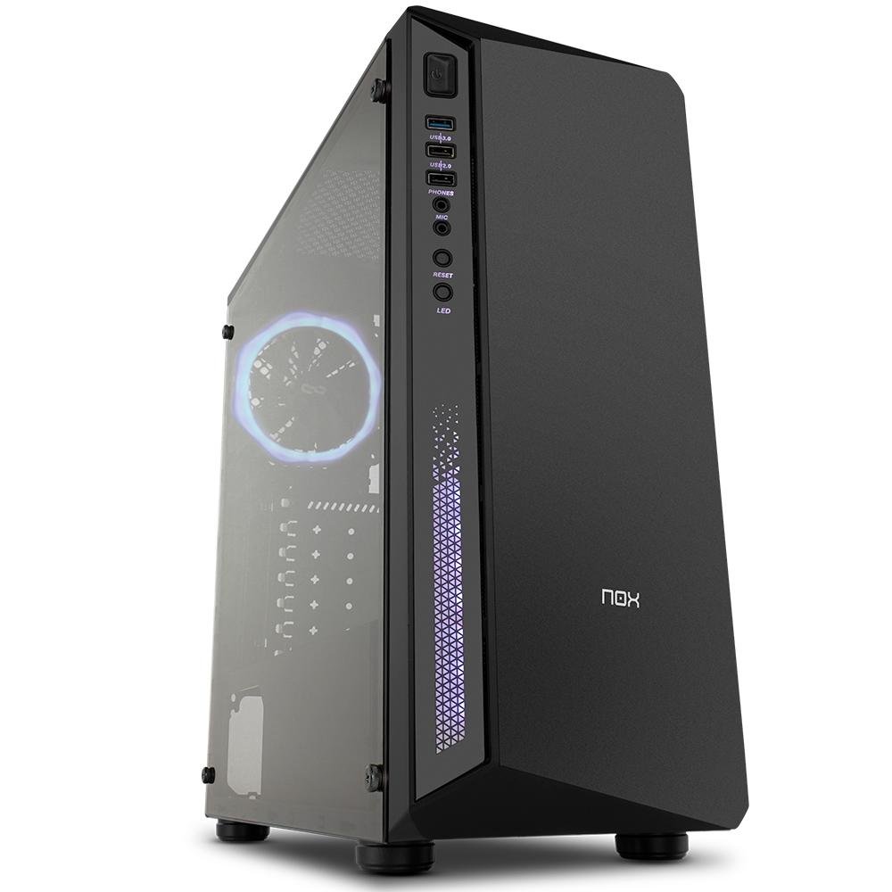 Gabinete NOX Infinity Atom, Mid Tower, Lateral em Vidro Temperado, 1 FAN RGB, USB 3.0, Preto - NXINFINTYATOM Gabinete NOX Infinity Atom, Mid Tower, Lateral em Vidro Temperado, 1 FAN RGB, USB 3.0, Preto - NXINFINTYATOM