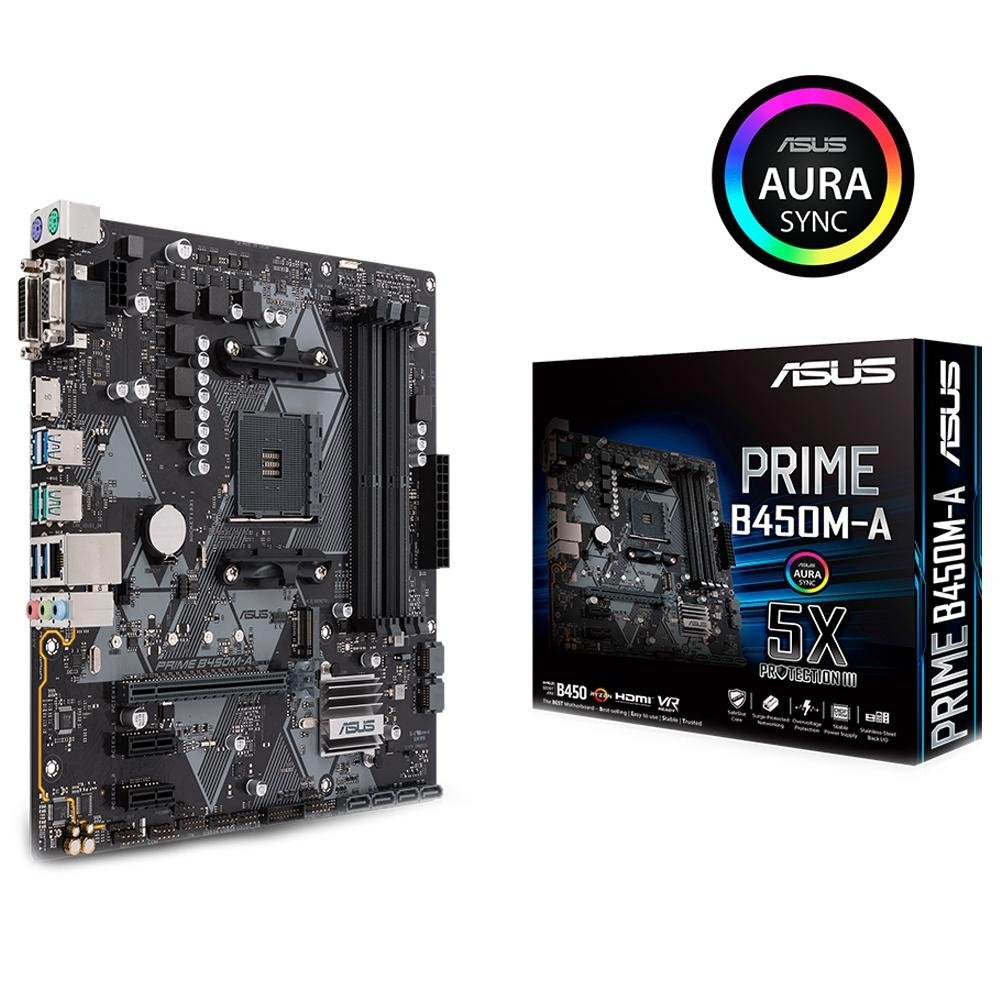 Placa-Mãe ASUS p/ AMD AM4 mATX PRIME B450M-A | KaBuM!