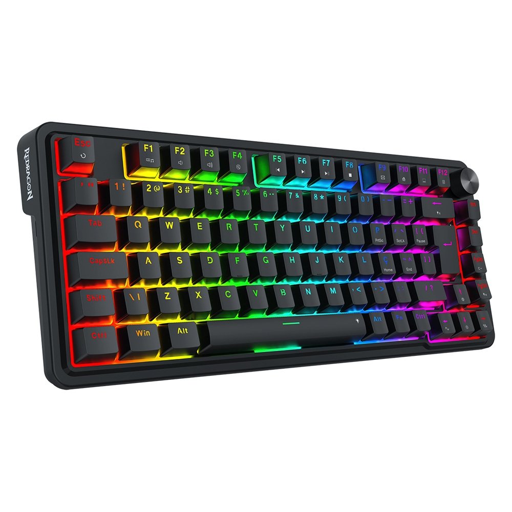Teclado Magnético Gamer Redragon UCAL, RGB, Switch Magnético, Layout 75%, Hot-Swap, ABNT2, USB Tipo-C, Preto – K673RGB-M