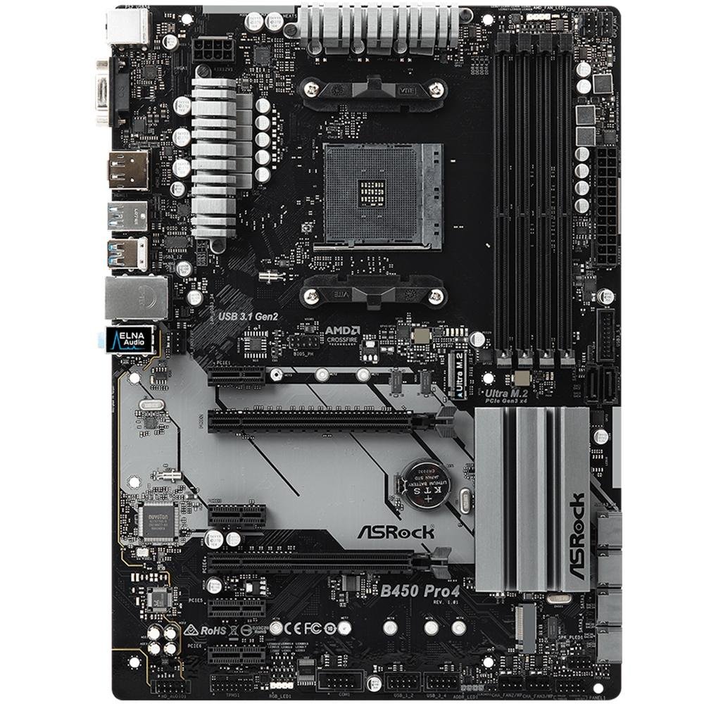 Placa-Mãe ASRock B450 Pro4, AMD AM4, ATX, DDR4