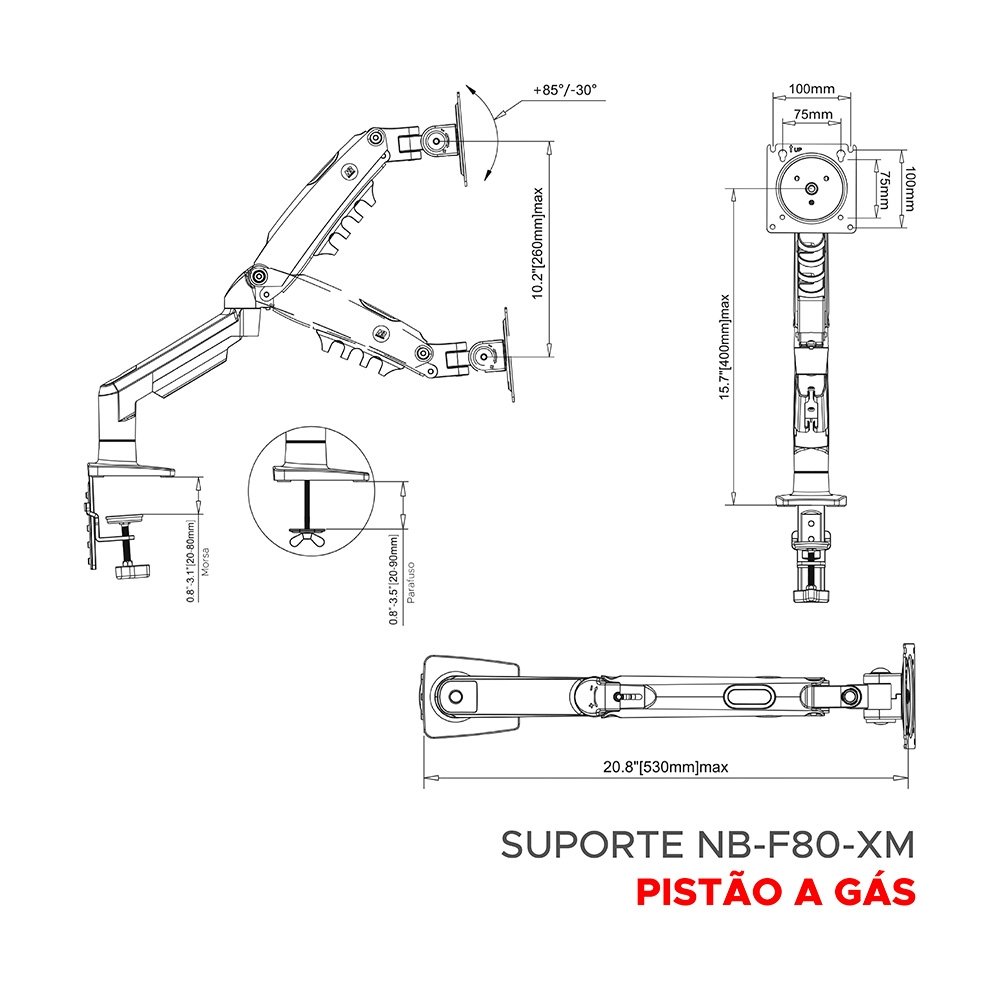 Suporte Monitor NB-F80-XK 17-30 Azul | KaBuM!