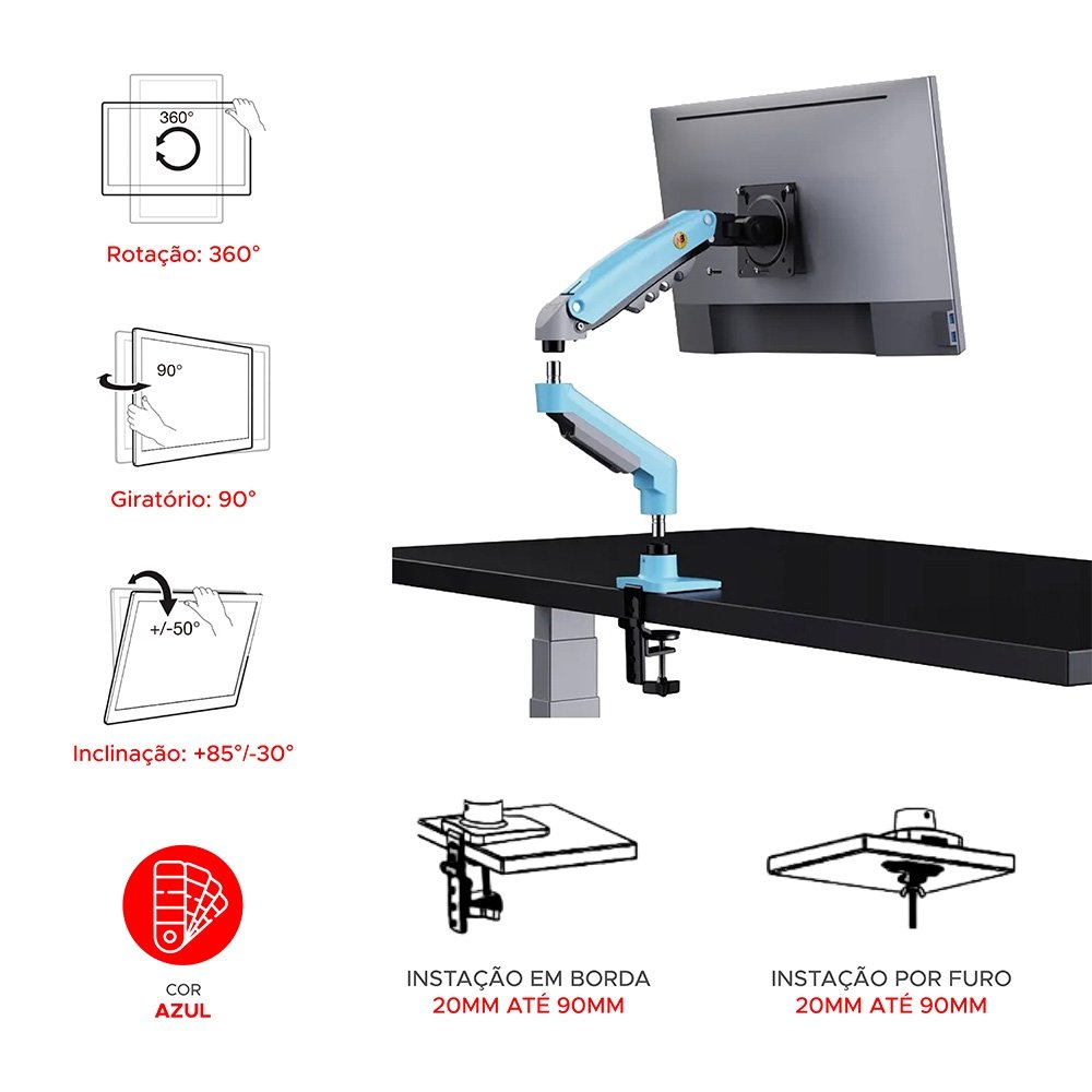 Suporte Monitor NB-F80-XK 17-30 Azul | KaBuM!
