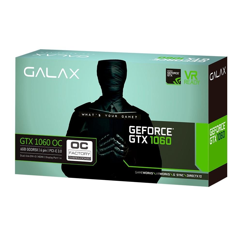 tomo　Geforce GTX 1060 6gb GALAX Placa de vídeo - NVIDIA GeForce GTX 1060 (6GB / PCI-E) - Galax EX
