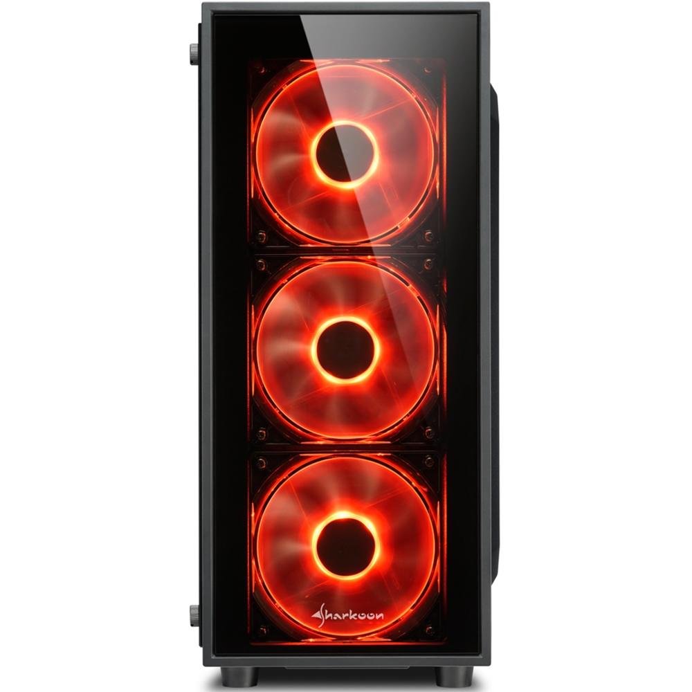 Gabinete Gamer Sharkoon TG4 Red sem Fonte, Mid Tower, USB 3.0, 4 Fans, Preto com Lateral em Vidro