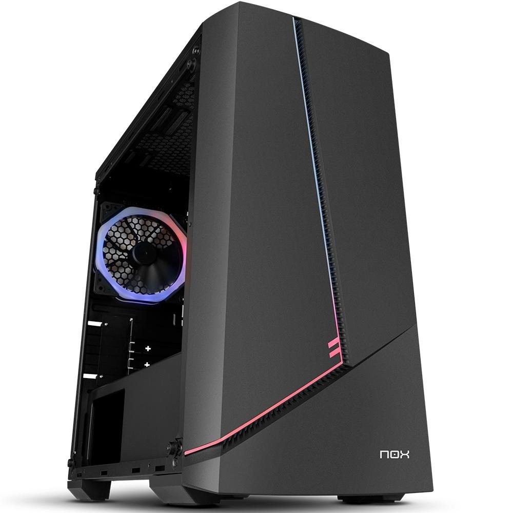 Gabinete Gamer NOX Infinity Alpha, ARGB Rainbow, Lateral em Vidro, 1x Cooler, Preto - NXINFINTYALPHA Gabinete Gamer NOX Infinity Alpha, ARGB Rainbow, Lateral em Vidro, 1x Cooler, Preto - NXINFINTYALPHA