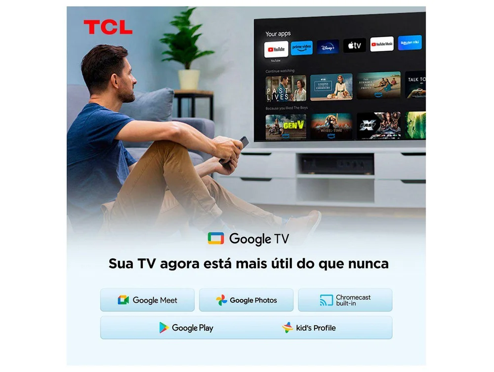 TV 43" TCL Full HD QLED 43S5K Google TV 2 HDMI TV 43" TCL Full HD QLED 43S5K Google TV 2 HDMI