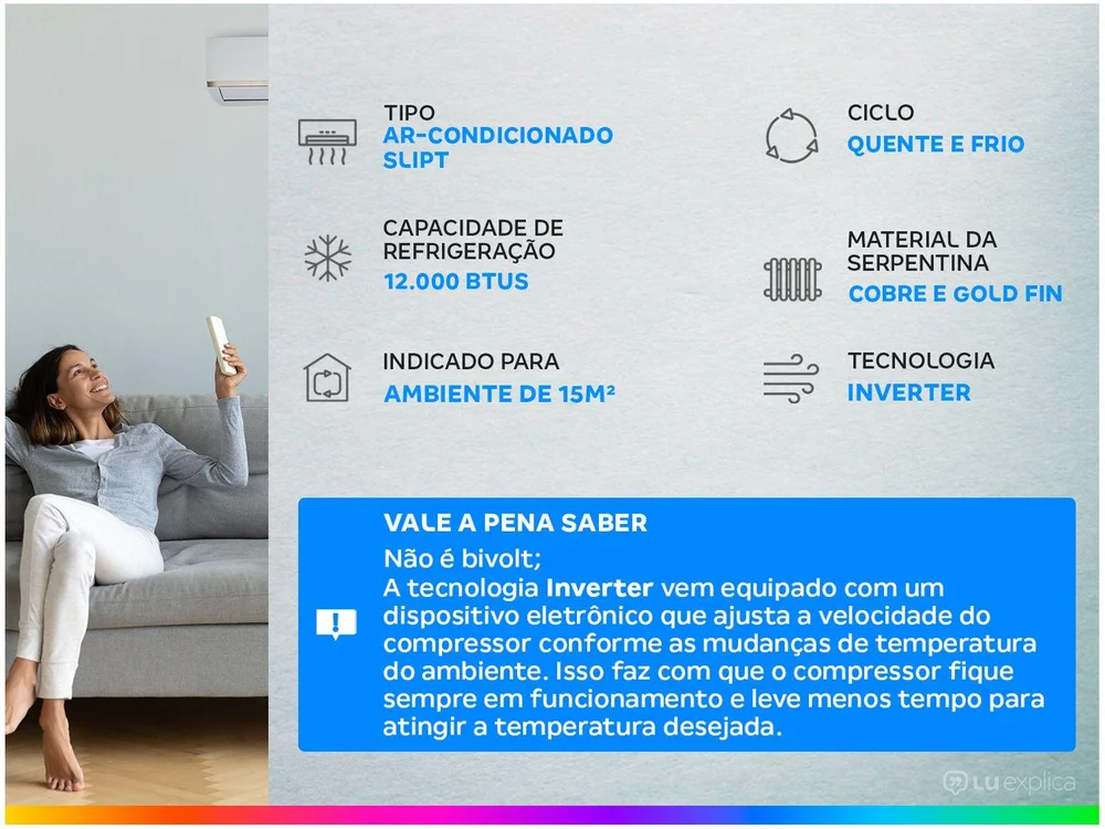 Ar Condicionado Split Hw Inverter, Eco Garden Gree 12000 Btus, Quente/frio, 220V, Monofásico - GWH12QC-D3DNB8M Ar Condicionado Split Hw Inverter, Eco Garden Gree 12000 Btus, Quente/frio, 220V, Monofásico - GWH12QC-D3DNB8M