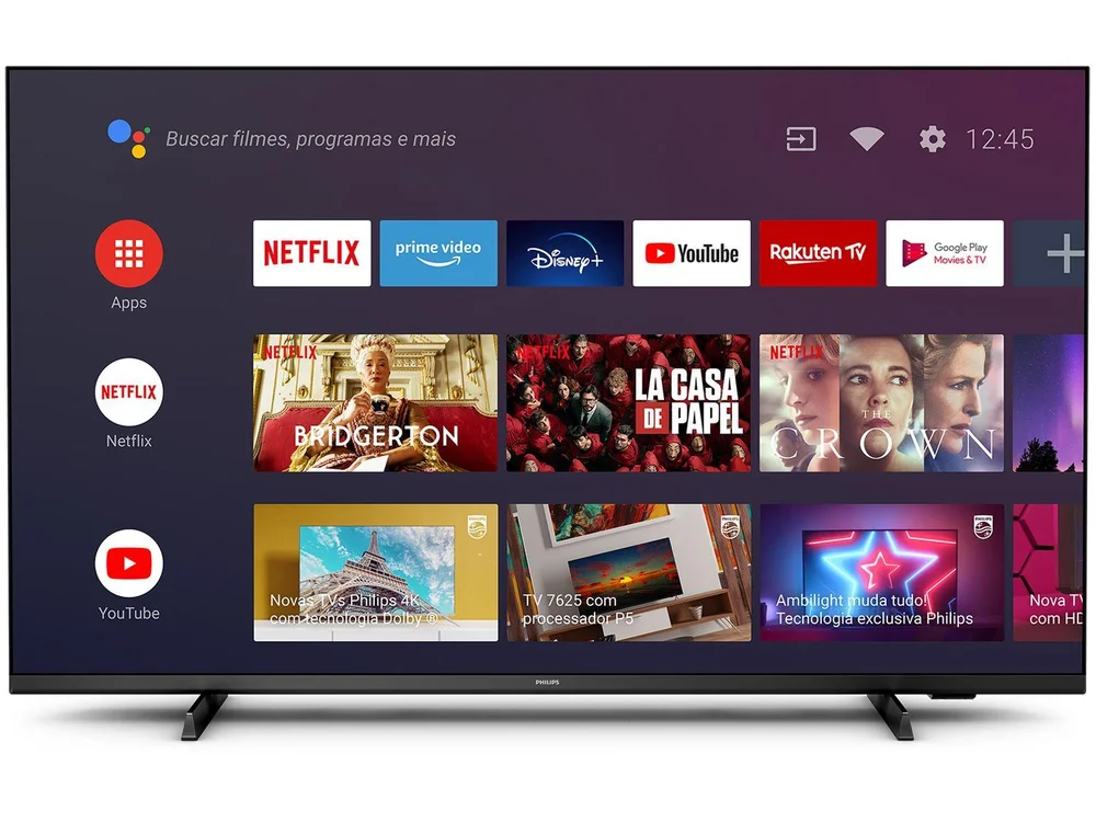 Smart TV Philips 65PUG7406/78, 65 Polegadas, LED, 4K UHU, HDMI, USB, Bluetooth, Dolby Vision, Dolby Atmos, Bordas Ultrafinas Smart TV Philips 65PUG7406/78, 65 Polegadas, LED, 4K UHU, HDMI, USB, Bluetooth, Dolby Vision, Dolby Atmos, Bordas Ultrafinas