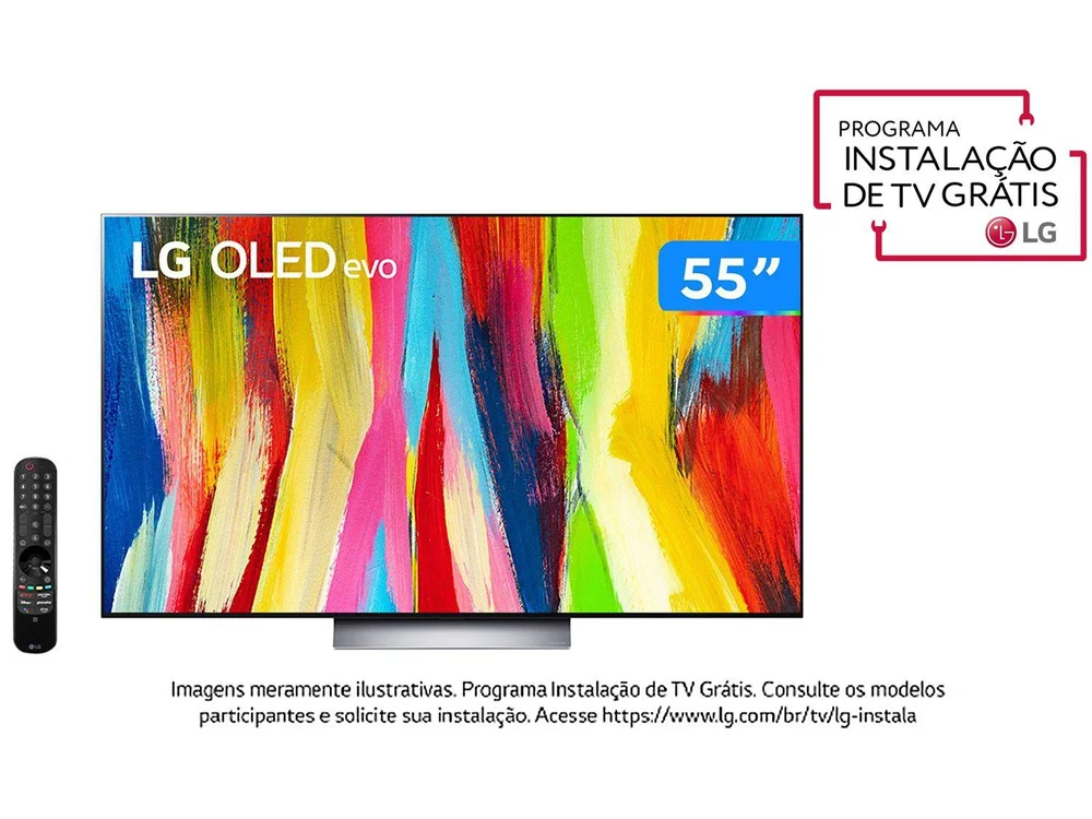 Smart TV LG 55 Polegadas OLED 4K, Wi-Fi, Com ThinQ AI, Google, Alexa - OLED55C2PSA Smart TV LG 55 Polegadas OLED 4K, Wi-Fi, Com ThinQ AI, Google, Alexa - OLED55C2PSA